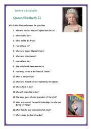 English Worksheet: Queen Elizabeth II - biography/Video session