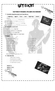 English Worksheet: SONG: GET LUCKY (Daft Punk ft.Pharrell Williams & Nile Rodgers)