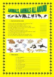 English Worksheet: Animals, animals all around