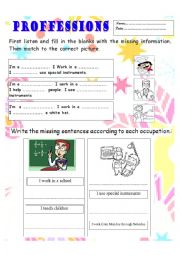 English Worksheet: Proffessions 