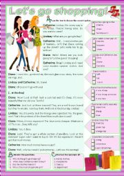 English Worksheet: LETS GO SHOPPING! - Reading