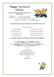 English Worksheet: Happy by Pharrell Williams