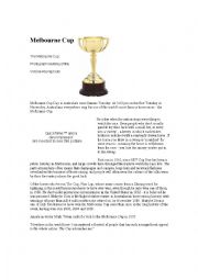 English Worksheet: Melbourne Cup Facts & Quiz