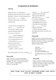 English Worksheet: Counting Stars - OneRepublic