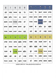 Bingo about prepositions with call list and counters