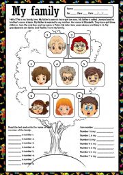 English Worksheet: MY FAMILY