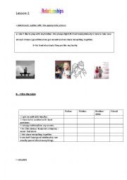 English Worksheet: relationships