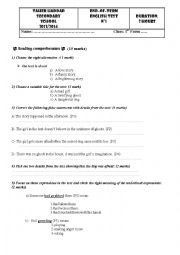 English Worksheet: final term test 1st form