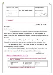 English Worksheet: 7th form full-term test n 2 