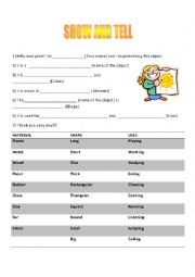 English Worksheet: Show and Tell