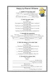 English Worksheet: Happy by Pharrell Williams