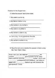 English Worksheet: Practice Family members