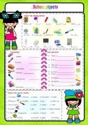 English Worksheet: School Objects