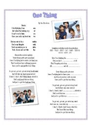 English Worksheet: One Direction  -the one thing