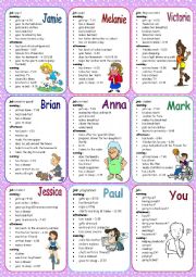 English Worksheet: Daily Routines Speaking Cards