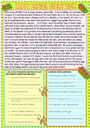 English Worksheet: Easter: reading comprehension 