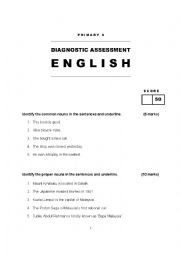 English Worksheet: Primary / Year 4 Diagnostics Assessment
