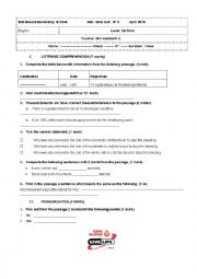 English Worksheet: test n 3 for first forms (p 1)