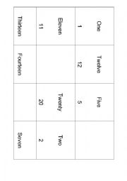 English Worksheet: Bingo 0 to 20
