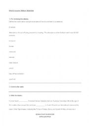 English Worksheet: World mourns Nelsom Mandela