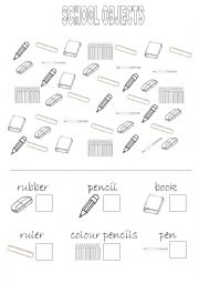 English Worksheet: School Objects