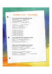 English Worksheet: Tom Odell - Another Love (1)