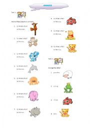 English Worksheet: animals