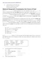 English Worksheet: NATIONAL GEOGRAPHIC INVESTIGATES THE FUTURE OF FOOD