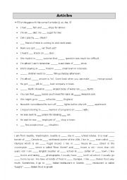 English Worksheet: Articles