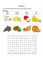 English Worksheet: fruits