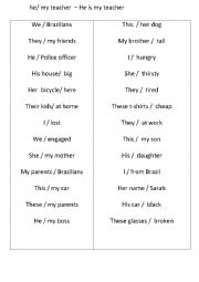 English Worksheet: Verb to be - sentences practice