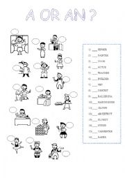 English Worksheet: indefinite article