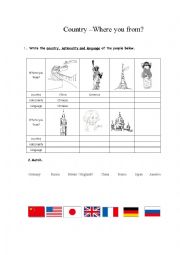 English Worksheet: country