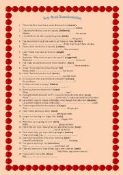 English Worksheet: Key Word Transformation