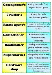 English Worksheet: types of the shops