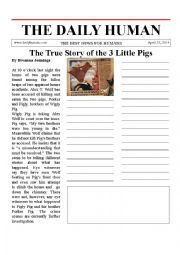 English Worksheet: True Story of the 3 Little Pigs