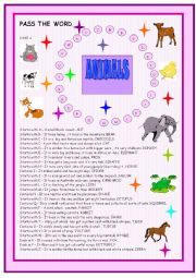 English Worksheet: Animals : pass the word