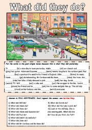 English Worksheet: The Past Simple with a picture