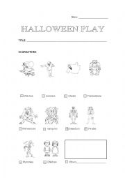 English Worksheet: Create a Halloween play