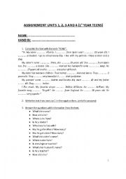 English Worksheet: Assignement... 