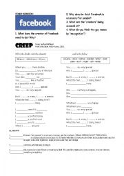 English Worksheet: creep song + facebook