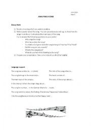 English Worksheet: Analysing a song