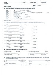 English Worksheet: exam - SIMPLE PAST, PAST PERFECT AND VOCABULARY