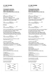 English Worksheet: IF I DIE YOUNG