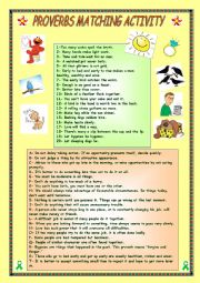 English Worksheet: PROVERB MATCHING ACTIVITY