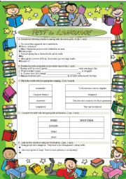 English Worksheet: test in grammar and vocabulary