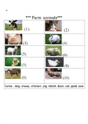 English Worksheet: Farm animals