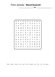 Farm animals wordsearch