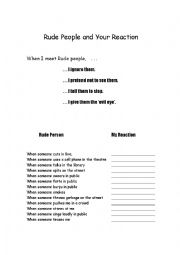 English Worksheet: Rude reactions