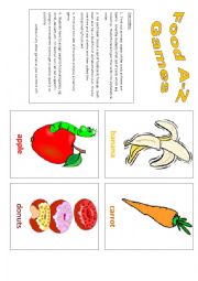 English Worksheet: Food: A-Z Games